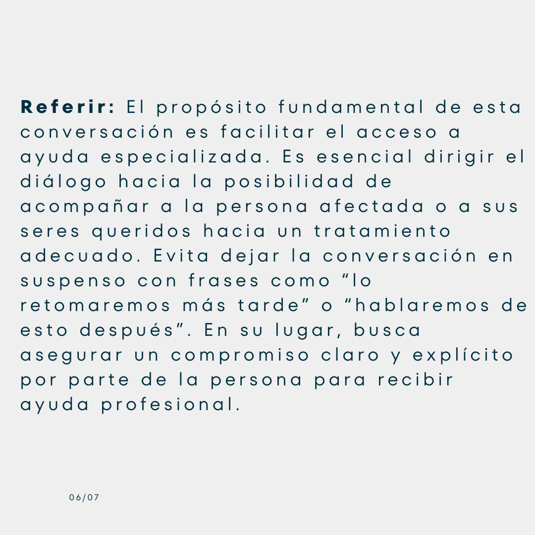 Tarjeta «Referir»: facilitar el acceso a ayuda especializada y lograr un compromiso claro para recibirla