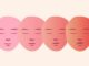 Cuatro rostros ilustrados con los ojos cerrados en tonos que van del rosa al naranja