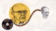 Collage: Carl Rogers dibujado sobre un círculo dorado y una cinta magnética con “mm-hmm” que lleva a un Skinner difuminado.